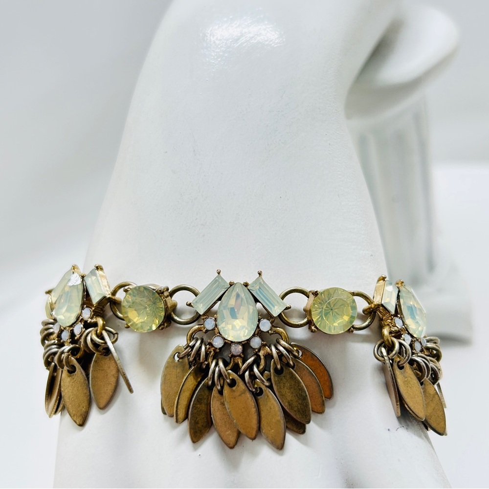 Halogen, Gold And AB Crystal Bracelet, Dangly. Great Movement. 8.5”